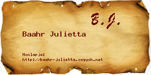Baahr Julietta névjegykártya